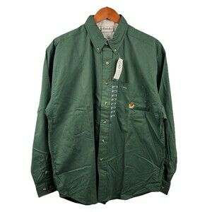 Vintage NWT Resolute Bay Mens Large Long Sleeve Shirt New Green 100% Cotton